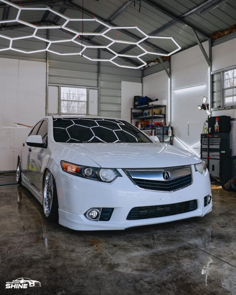 2003 White Acura TLX Auto Detailing - Passenger Side Half Far