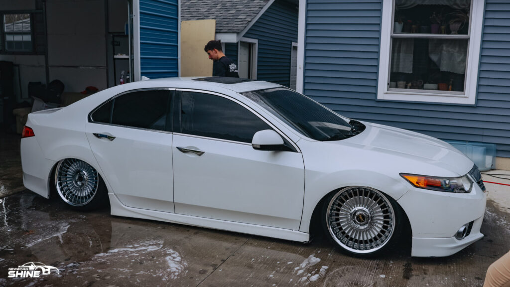2003 White Acura TLX Auto Detailing - Passenger Side High Mid