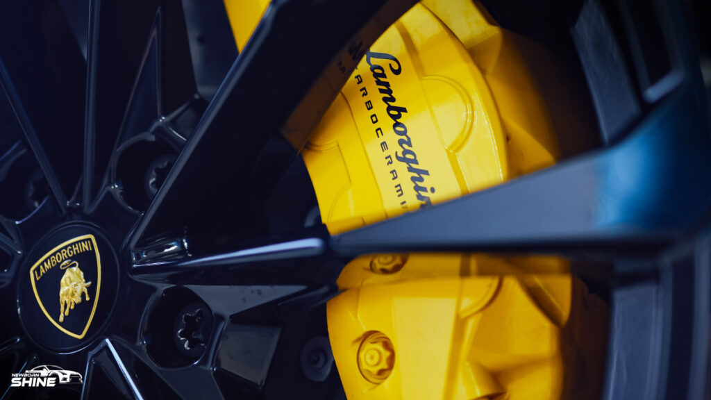 2021 Lamborghini Urus Auto Detailing and Ceramic Coating - Driver Rear Caliper Close