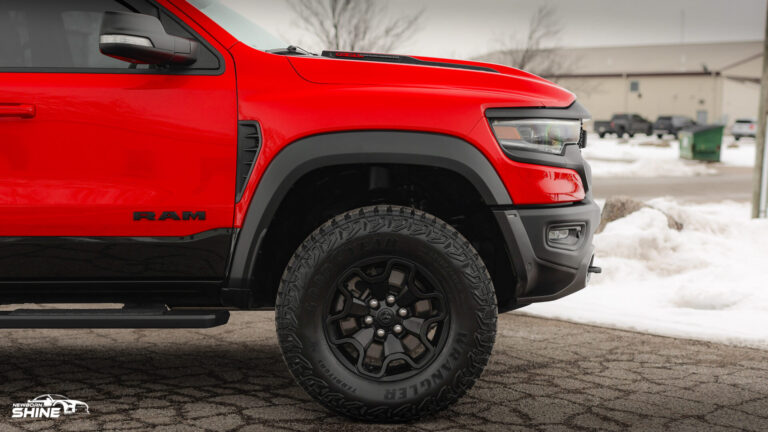 2022 Red RAM TRX Auto Detailing and Ceramic Coating - Passenger Front Half