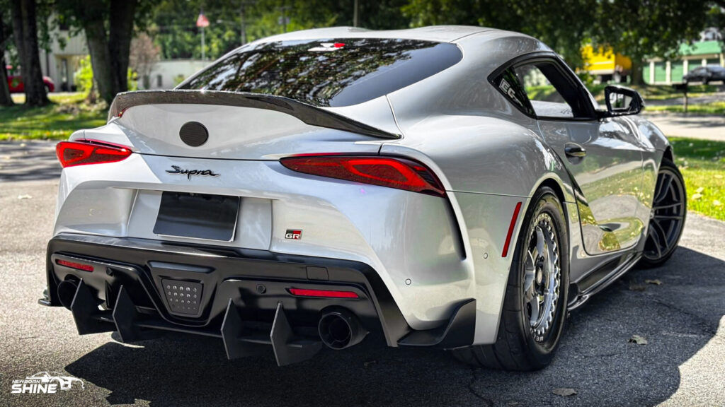 2022 Silver Toyota GR Supra Auto Detailing and Ceramic Coating - Passenger Rear Half Mid 2